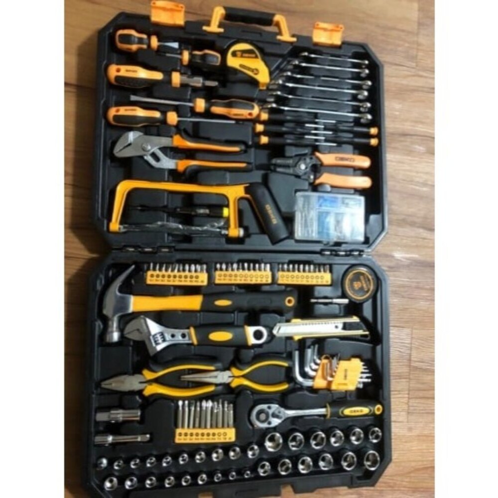 198 Piece Home Repair Tool Kit, Wrench Plastic Toolbox with General Tool Set